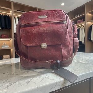 Samsonite Burgundy Leather Travel Messenger Bag
